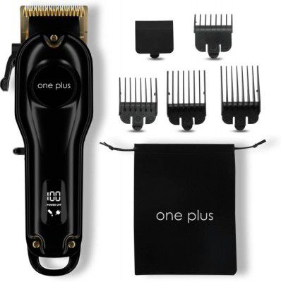 OnePlus OP 19 Cordless Professional Hair Clipper Dual LED Titanium coated blade Trimmer 150 min Runtime 12 Length Settings  (Black)