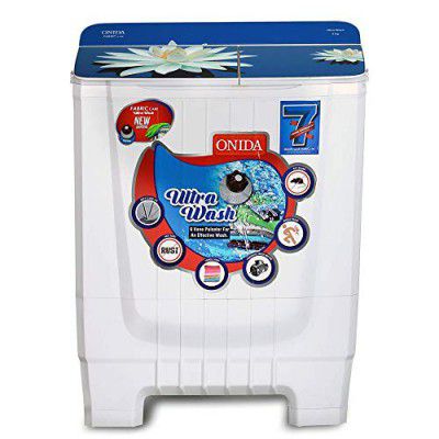 Onida 8 kg 5 Star Ultra Wash, Hydraulic Designer Glass Lid Semi Automatic Top Load Washing Machine (S80GS)