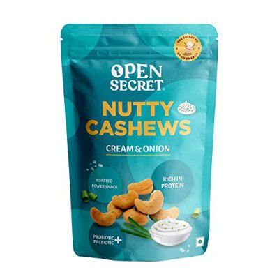 Open Secret 100% Natural Premium Cream and Onion Salted Cashews 135 g Pack| Whole Crunchy Salted Cashew | Premium Kaju nuts | Nutritious & Delicious | Gluten Free & Protein