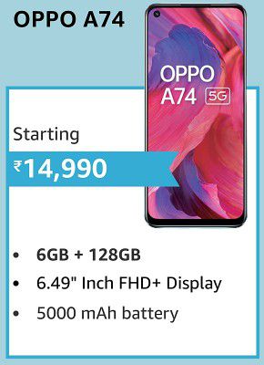 OPPO A74 5G (6GB RAM | 128GB Storage) @ ₹14,990