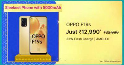 Oppo F19s (128 GB) @ ₹12,990 on Flipkart Big Billion Days Sale