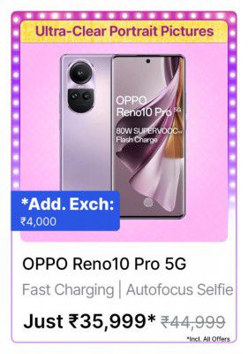 OPPO Reno10 Pro Plus 5G @ ₹35,999 During Big Billion Days Sale