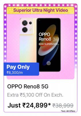 OPPO Reno8 5G @ ₹24,899 on Flipkart Big Billion Days Sale