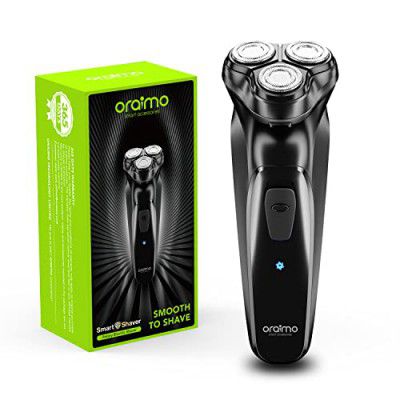 Oraimo SmartShaver Premium Cordless Electric Shaver for men Built in pop-up Trimmer,Super Fast Charge 90 minutes Runtime with Digital Battery Indicator,3 Head 360° Rotary Shaver for Dry Shave