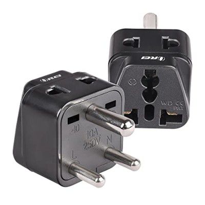 OREI US Adapter Converter for India, (USA, UK, China & More) Australia to India Plug Converter - Type D Plug Adapter - 2 in 1 - CE - RoHS - Black - 2 Pack - 5 Years Warranty