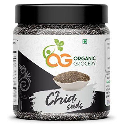 Organic Grocery100% Natural and Premium Raw Chia Seeds For Eating 250g (Jar Pack) Healthy Snack For Immunity Booster, Rich in Fiber - Gift Pack