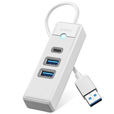 ORICO USB C Hub 3 Ports USB 3.1 Type C to USB 3.0 Hub Adapter with 2 USB A, 1 Type C for Laptop, Mobile Phone, Tablet with 0.5ft Cable, Compatible with Mac OS 10.X and Above, Linux, Android-White