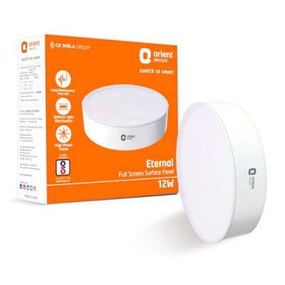 Orient Electric Full Screen 12W Rimless LED Surface Panel Light, Cool White Light, Round, Pack of 1, Surface Ceiling LED Light (No False Ceiling Required)