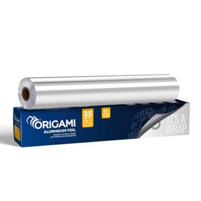 Origami Silver Aluminium Foil for Food Packing 25m with 11 Micron Thickness, Packing, Wrapping, and Serving