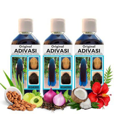 Original Adivasi Herbal Hair Growth Oil | Controls Hairfall | Strong and Healthy Hair | Repairs Frizzy Hair Nourishment - 300ml