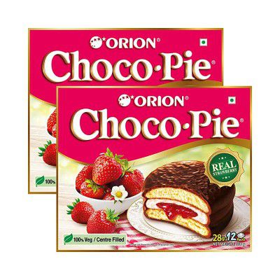 ORION Strawberry Choco Pie - 2 x 12 Piece Pack (24 pies)| Korean Snack