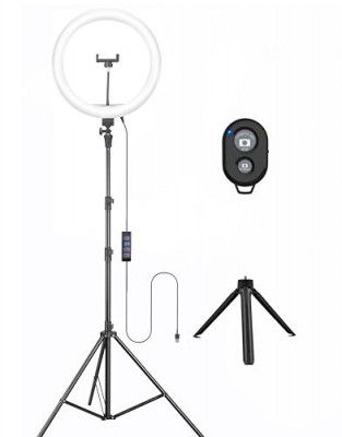 Osaka 14'' Professional Ring Light 15W With Stand & Table Tripod Lighting 2 Color Modes for Photo Video Shoot Live Stream Makeup Compatible with Mobile Phone and Cameras With Bluetooth for And