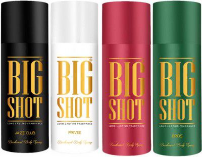 OSCAR Big Shot Deodorant Jazz Club, Privee & Eros (150ml each) Deodorant Spray - For Men (600 ml, Pack of 4)