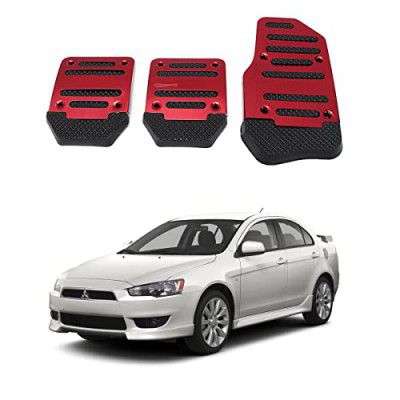 Oshotto 3 Pcs Non-Slip Manual CS-373 Car Pedals Kit Sports Pad Covers Set Compatible with Mitsubishi Lancer/CEDIA (Red)