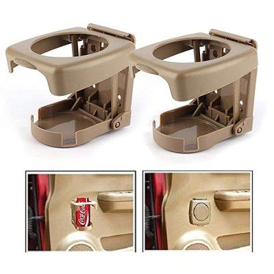 Oshotto Folable Multifunctional Bottle/Cup/Glass/Drink Holder Compatible with Tata Altroz (Beige) - 2 Piece