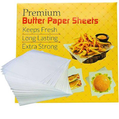 Oui Mama Butter Paper Sheets for Biskit Baking Paper for Cake Making, Non Stick, Suitable for Microwave, Oven Food Wrapping Paper (Size 9.5x9.5" Pack of 50 Pc)