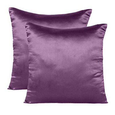 Oussun Silk Cushion Cover Set of 2 Throw Pillow Covers Satin Silky Cushion Case Home Decor Pillow Case (Purple Passion, 12 x 12)