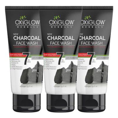 OXYGLOW HERBALS 7 In One Charcoal Face Wash-100G| Deep Exofilation (Pack Of 3)