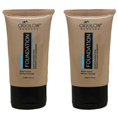 OxyGlow Herbals Foundation - Water Based Oil Free Formula 60g Pack of 2