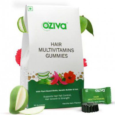 OZiva 5000 mcg Hair Multivitamins Gummies (Biotin,Keratin Builder)for Hairfall Control  (30 No)