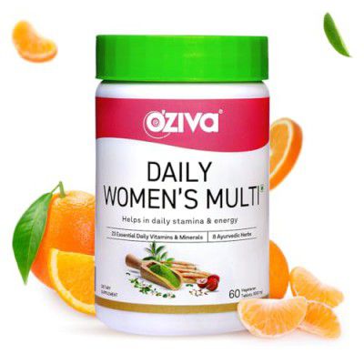 OZiva Daily Women’s Multivitamin Tablets | Daily Energy, Holistic Health & Hormonal Balance | With 23 Daily Multivitamins & Minerals, Shatavari, Brahmi, 60 Vegetarian Tablets Pack of 1