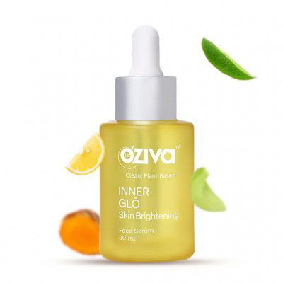 OZiva Inner Glo Skin Brightening Face Serum, Skin Brightening Serum For Even Tone & Increased Radiance With Phyto Vitamin C, Rosehip Oil & Saffron, Face Serum For All Skin Types, 30ml