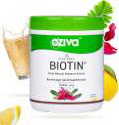 OZiva Plant Based Biotin 10000+ mcg (Lemon, Sesbania) for Strong Hair & Healthy Skin  (125 g)