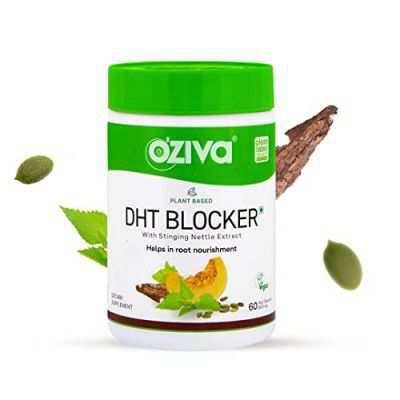 OZiva Plant Based DHT Blocker for Hair Fall Control & Hair Follicle Stimulation | 100% Natural DHT Blocker Tablet with Stinging Nettle & Pine Bark | Certified Clean & Vegan | 60 Capsules, Pack of 1