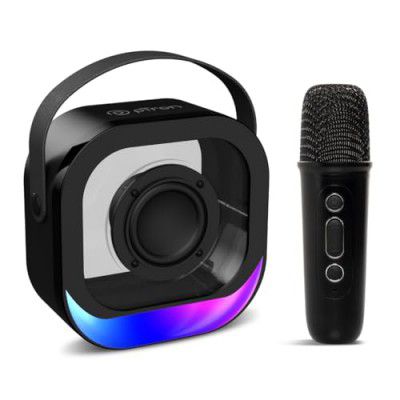 pTron Fusion Moment Mini Bluetooth Speaker with Mini Wireless Karaoke Mic, RGB Lights, Voice Change Effects, 6Hrs Playtime, Bluetooth V5.3 & Type C Fast Charging Port (Black)