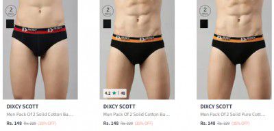 [ Pack Of 2 ] DIXCY SCOTT Men's Briefs Starts @ ₹194