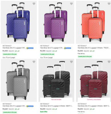 [ Pack Of 3 ] METRONAUT Suitcases Starts @ Rs 2799| Upto 88%Off