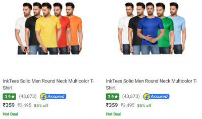 Pack of 5 Men's T-Shirts @ ₹359