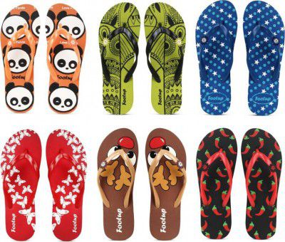 [Pack of 7]  Footup Women Flip Flop Slippers