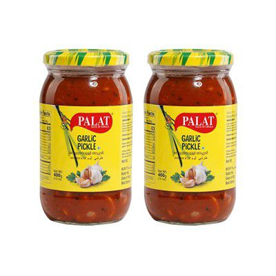 PALAT - Garlic Pickle Traditional Combination Of Spices | Made with Fresh Garlic 400 GM - Pack of 2