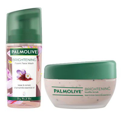 Palmolive Brightening Face Care Combo - Foam Face Wash and Souffle Face Scrub with 100% natural extracts