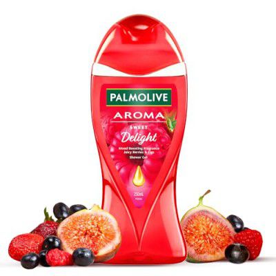 Palmolive Juicy Berries & Figs Aroma Sweet Delight Body Wash | Mood boosting fragrance | Nourishing | For naturally bright skin | No paraben & silicone, pH balanced, Body Wash 250ml