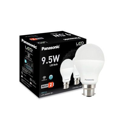 Panasonic 9.5 Watt LED Bulb with Surge Protection Upto 3.5KV (Cool Day Light, Pack of 2)