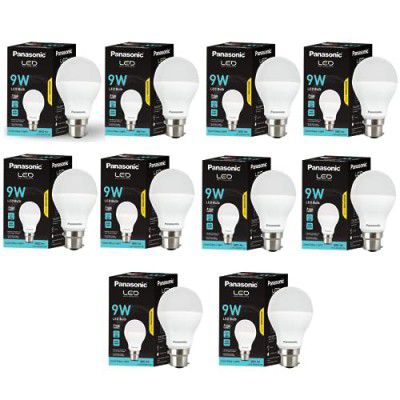 Panasonic 9 Watt LED Bulb, B22 Base 9W Bulb Light For Home, 25000+ BH with 1 Year Warranty, 6500K Cool Day Bulb (Pack of 10)