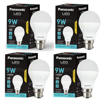 Panasonic 9 Watt LED Bulb, B22 Base 9W Bulb Light For Home, 25000+ BH with 1 Year Warranty, 6500K Cool Day Bulb (Pack of 4)