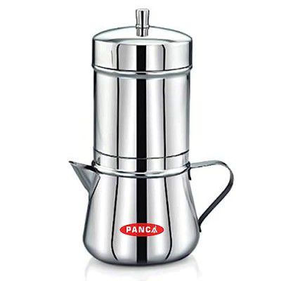 PANCA Stainless Steel Premium Filter Coffee Maker With Handle, Mocha Pot, 4-6 Cups, Large, 250ml (304 Grade SS)