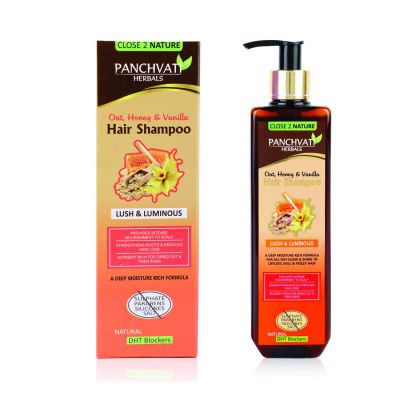 Panchvati Hair Shammpoo with Oats, Honey & Vanilla - 300 ml, No Sulphate, No Parabens, No Silicon For Men & Women