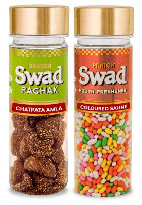 Panjon Swad Chatpata Amla & Coloured Saunf (Mukhwas Mouth Fresheners) 2 Bottles 295g