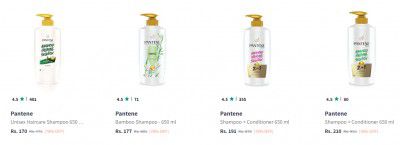 Pantene Shampoos & Conditioners @ 78% Discount