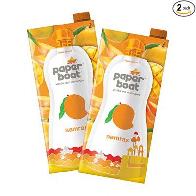 Paper Boat Aamras, Mango Fruit Juice, No Added Preservatives and Colours (Pack of 2, 1L each)