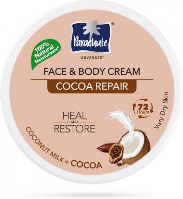 Parachute Advansed Cocoa Repair and Body Cream, Moisturiser for face and body (280 ml)