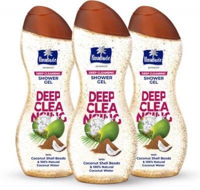 Parachute Advansed Deep Cleansing Shower Gel Daily Exfoliation, Coconut Shell Beads & Coconut Water  (3 x 250 ml)