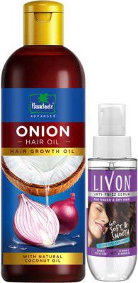 Parachute Advansed Onion Hair Growth Oil, Reduces hairfall & Livon Hair Serum for Women & Men Hair Oil  (300 ml)