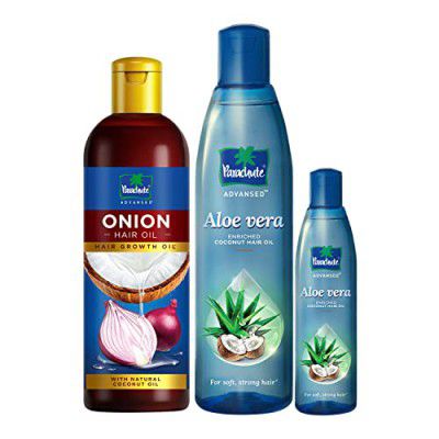 Parachute Advansed Onion Hair Oil, Hair Growth Oil & Reduces hairfall, 200 ml and Aloe Vera, Enriched Coconut Hair Oil,For Soft and Strong Hair, 250 ml + 75 ml