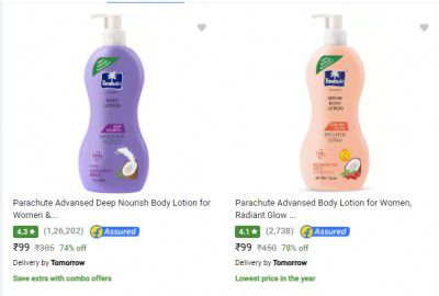 Parachute Body Lotions at Minimum 70% off