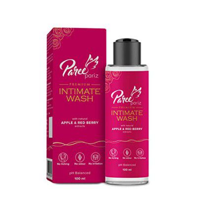 Paree Pariz Premium Intimate Wash for Women-100 ML|Apple and Berry Extracts|Prevent Itching and Dryness|Balance PH| Sulfate Free|Paraben Free| 100% Alcohol-Free|All Skin Types|Soothing & Gentle|Pleasa